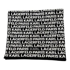 Karl Lagerfeld Black and White Logo Knit Scarf